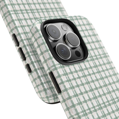 Vintage Sage Gingham Tough iPhone Cases