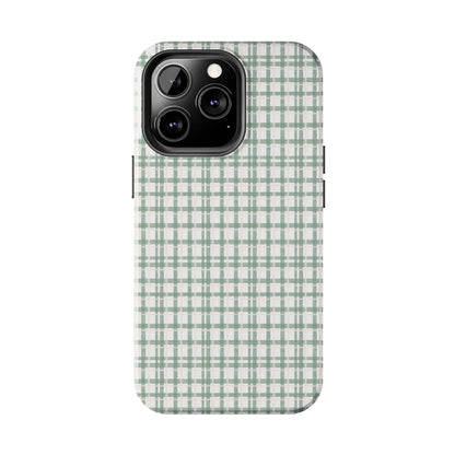 Vintage Sage Gingham Tough iPhone Cases