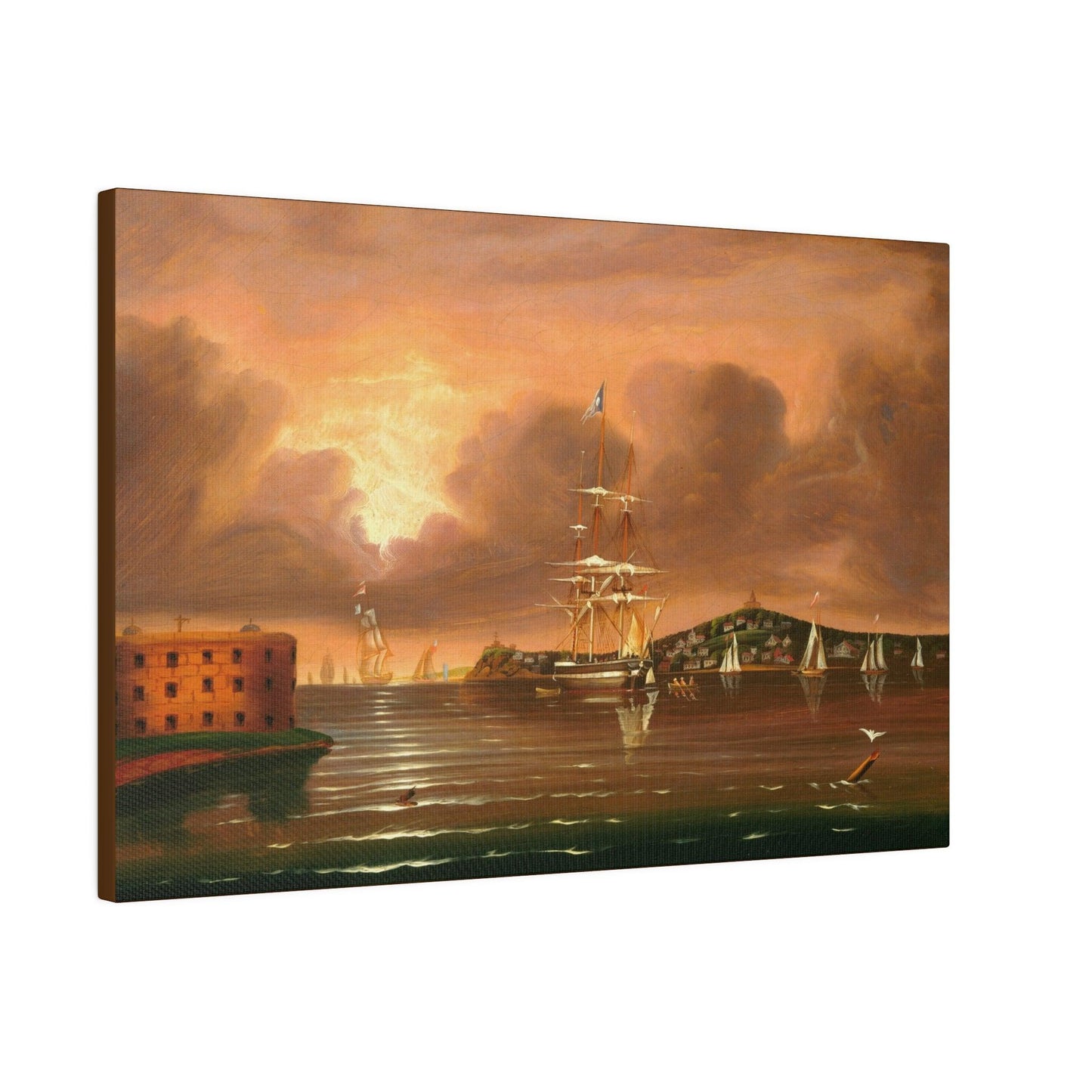 Threatening Sky on Bay of New York 19th century by Thomas Chambers on a Matte Canvas Stretched 0.75