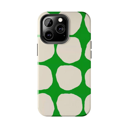 Green Scape with Beige Dots Tough iPhone Cases