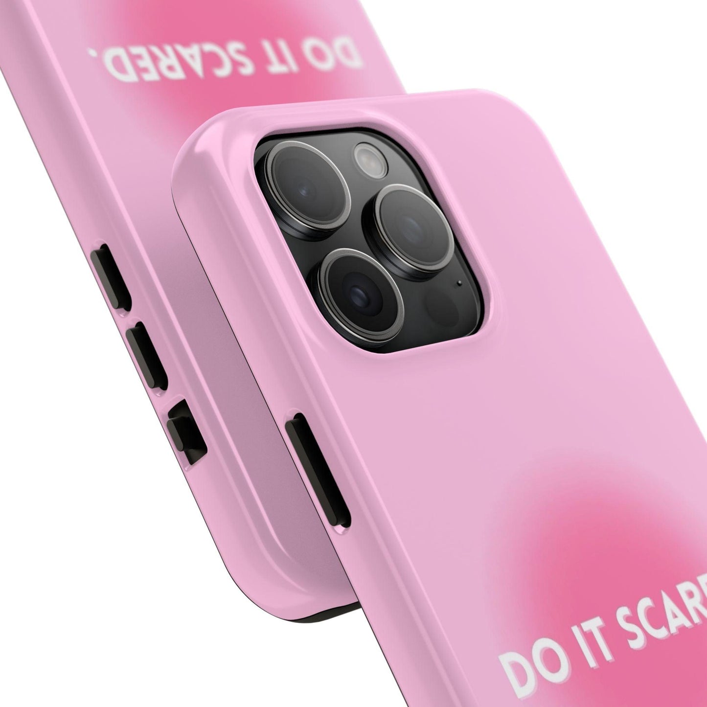 Do It Scared Tough iPhone Cases in Pink Aura