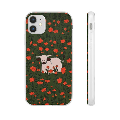 Cow in Flower Field - Flexi iPhone Cases