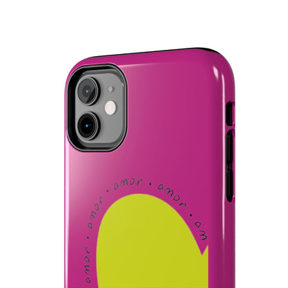 Amor Neon Heart Tough iPhone Cases