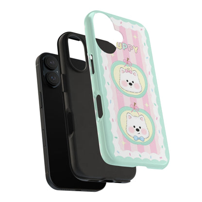 Cute Puppy Pink and Green Tough iPhone Cases