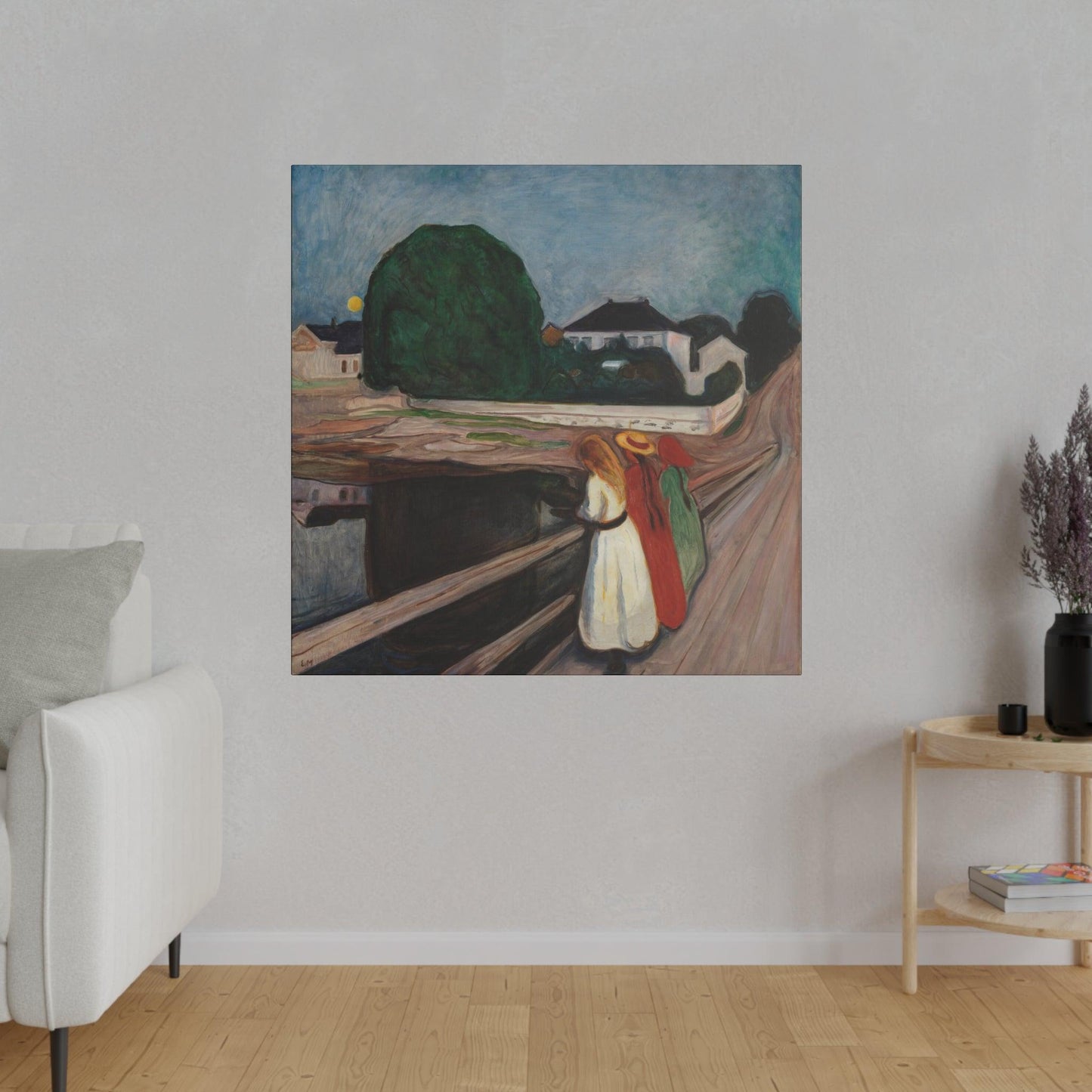 Edvard Munch's The Girls on the Bridge 1901  Matte Canvas Stretched 0.75