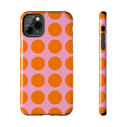 Orange Dots on Pink Tough Phone Cases