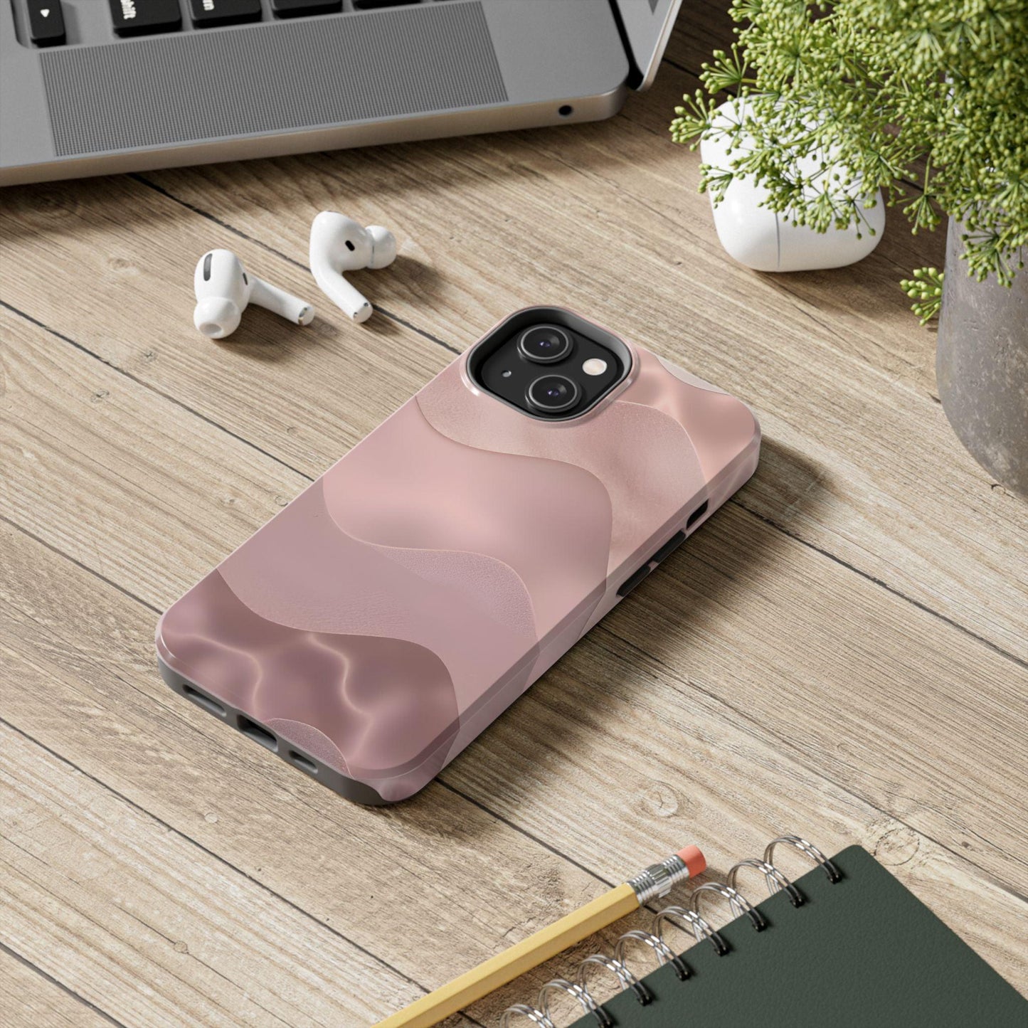 Blush Wave Satin Sandscape Tough iPhone Cases