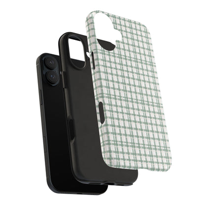 Vintage Sage Gingham Tough iPhone Cases