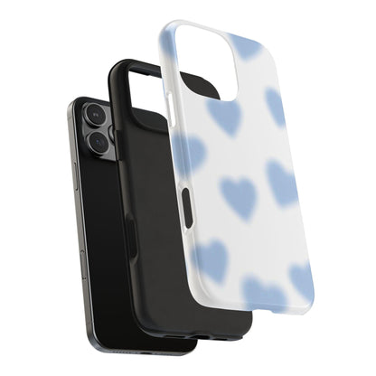 Blue-Blurry Hearts Tough iPhone Cases