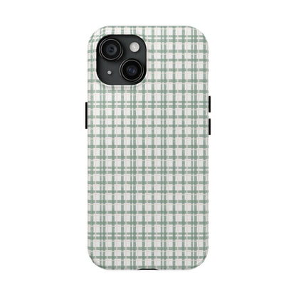 Vintage Sage Gingham Tough iPhone Cases