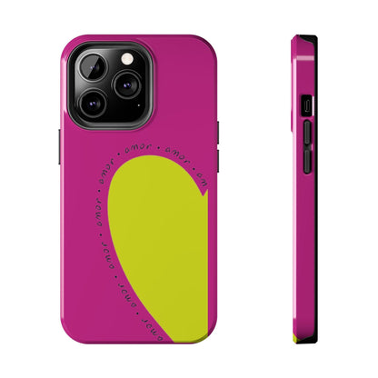 Amor Neon Heart Tough iPhone Cases