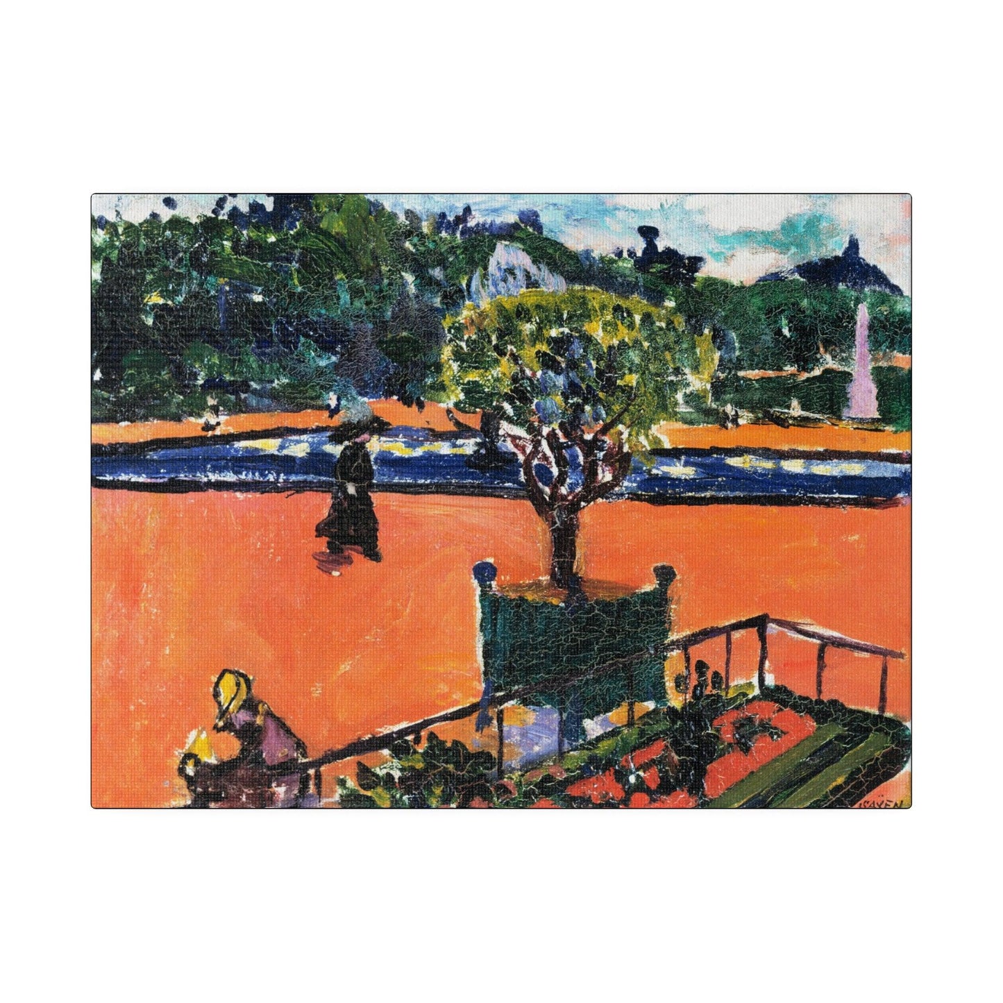 In the Luxembourg Gardens 1910 painting in high resolution by Henry Lyman Sayen on a Matte Canvas Stretched 0.75