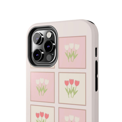 Floral Pastel Tulips Garden Tough iPhone Cases