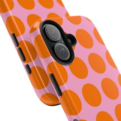 Orange Dots on Pink Tough Phone Cases