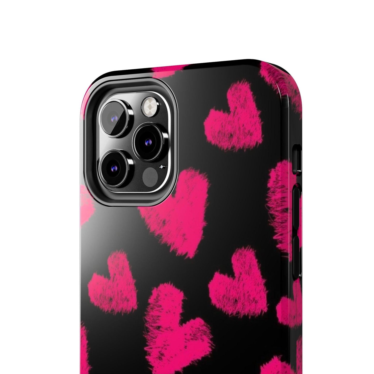 Hot Pink Fuzzy Hearts iPhone Tough Case