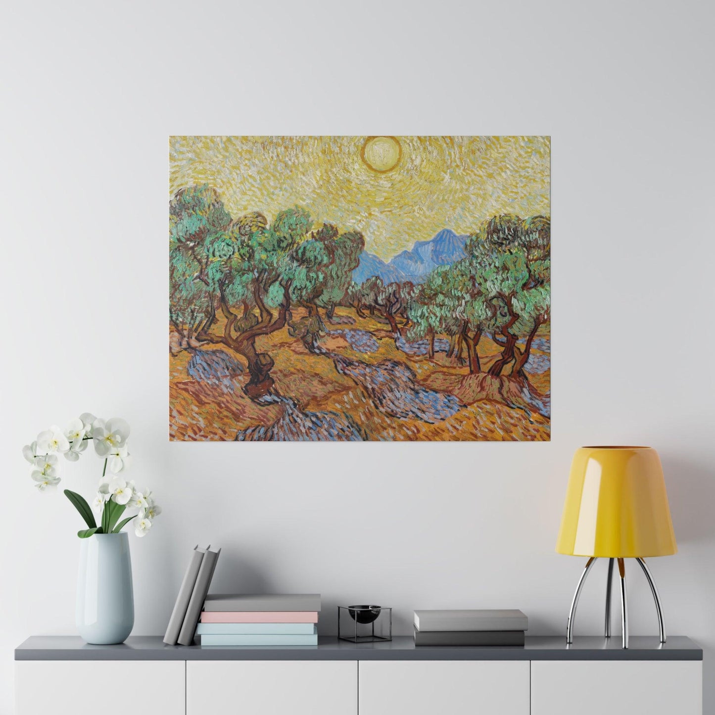 Vincent van Gogh's Olive Trees (1889) famous landscape painting - Matte Canvas, Stretched, 0.75"