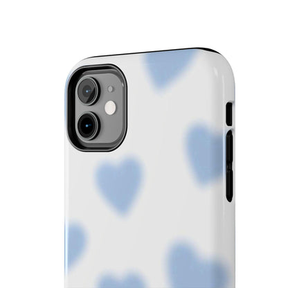 Blue-Blurry Hearts Tough iPhone Cases