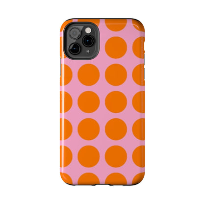 Orange Dots on Pink Tough Phone Cases