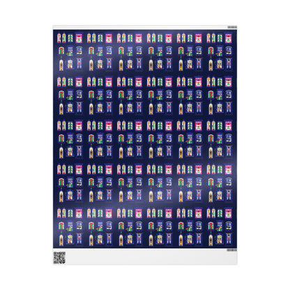 Nutcracker & Festive Windows Midnight Christmas Wrapping Paper