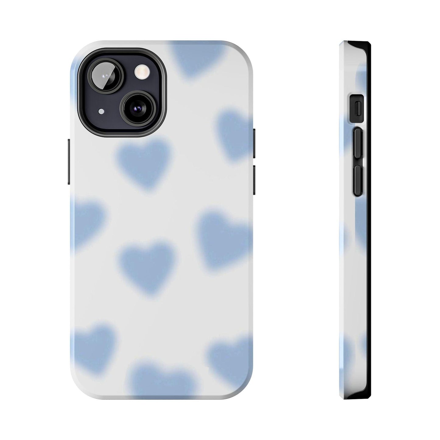 Blue-Blurry Hearts Tough iPhone Cases