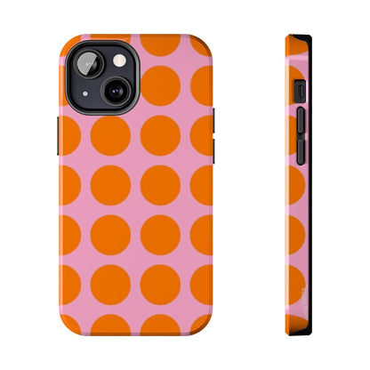 Orange Dots on Pink Tough Phone Cases