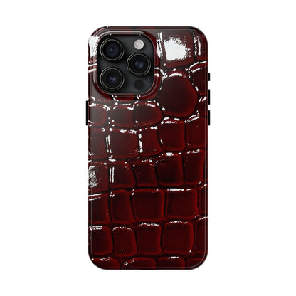 Croc Print Cherry Red Tough Phone Case – Luxe Protection with Bold Style