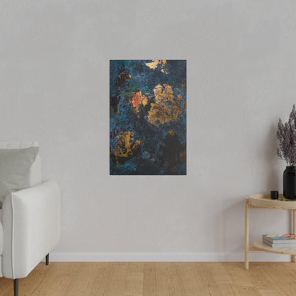 Blue Gold Abstract Painting - Matte Canvas, Stretched, 0.75"