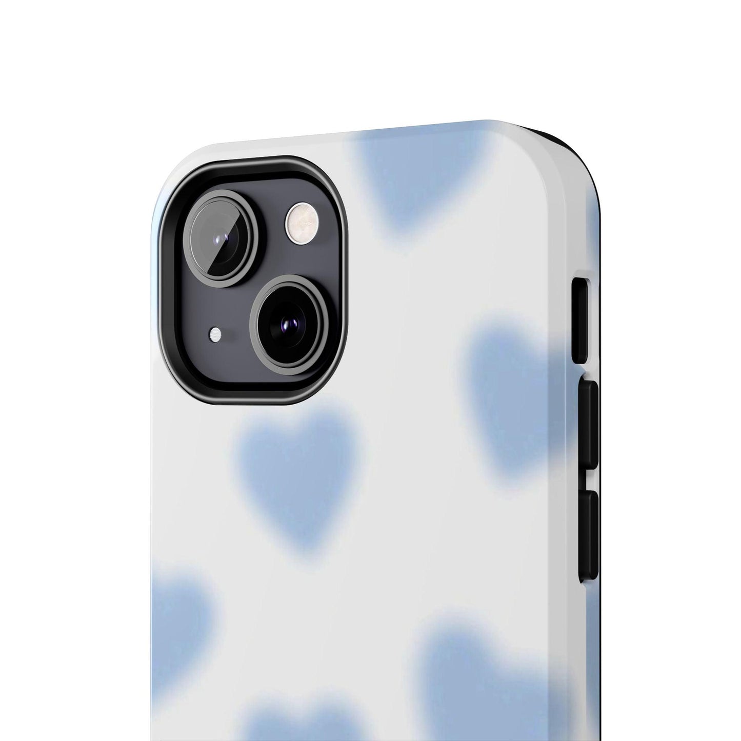 Blue-Blurry Hearts Tough iPhone Cases