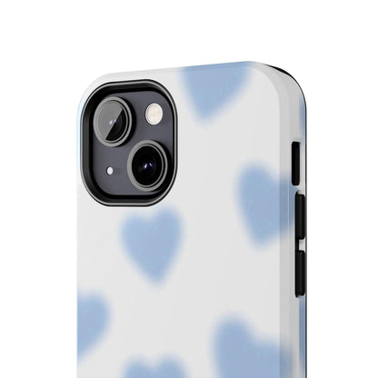 Blue-Blurry Hearts Tough iPhone Cases