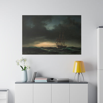 A Danish corvette in the lake after a storm by Anton Melbye - Matte Canvas, Stretched, 0.75"