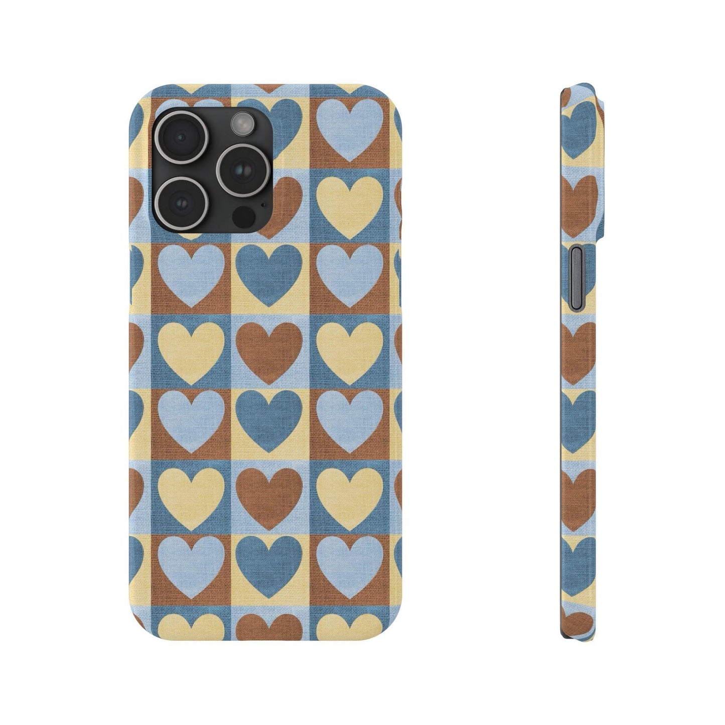 Retro Heart Mosaic Grid Case iPhone Cases