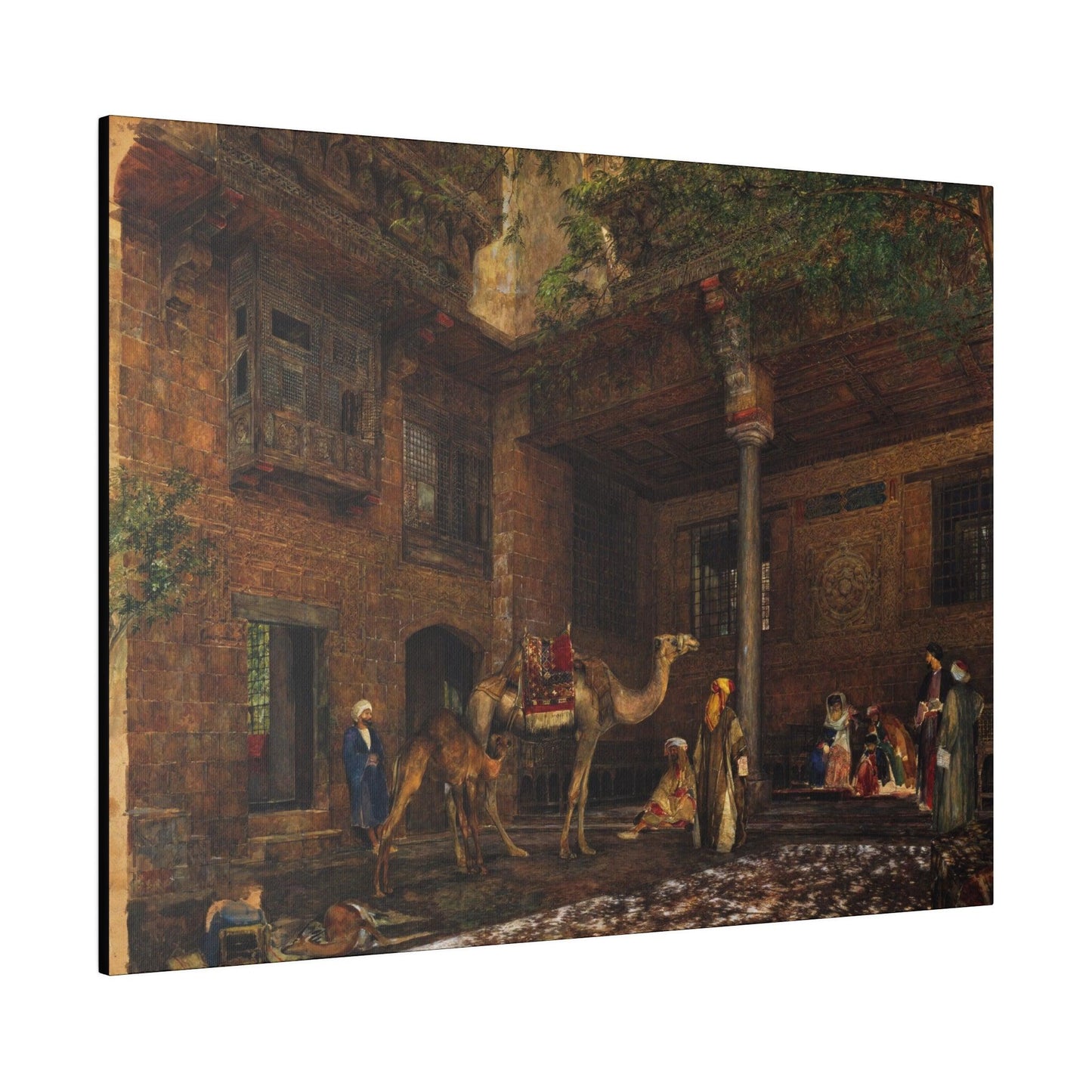 Courtyard of the Painter's House, Cairo (1850-1851) painting by John Frederick Lewis - Matte Canvas, Stretched, 0.75"