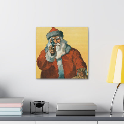 Hands up! Photomechanical Print Showing a Santa Claus Pointing a Handgun (1912) by Will Crawford - Canvas Gallery Wraps