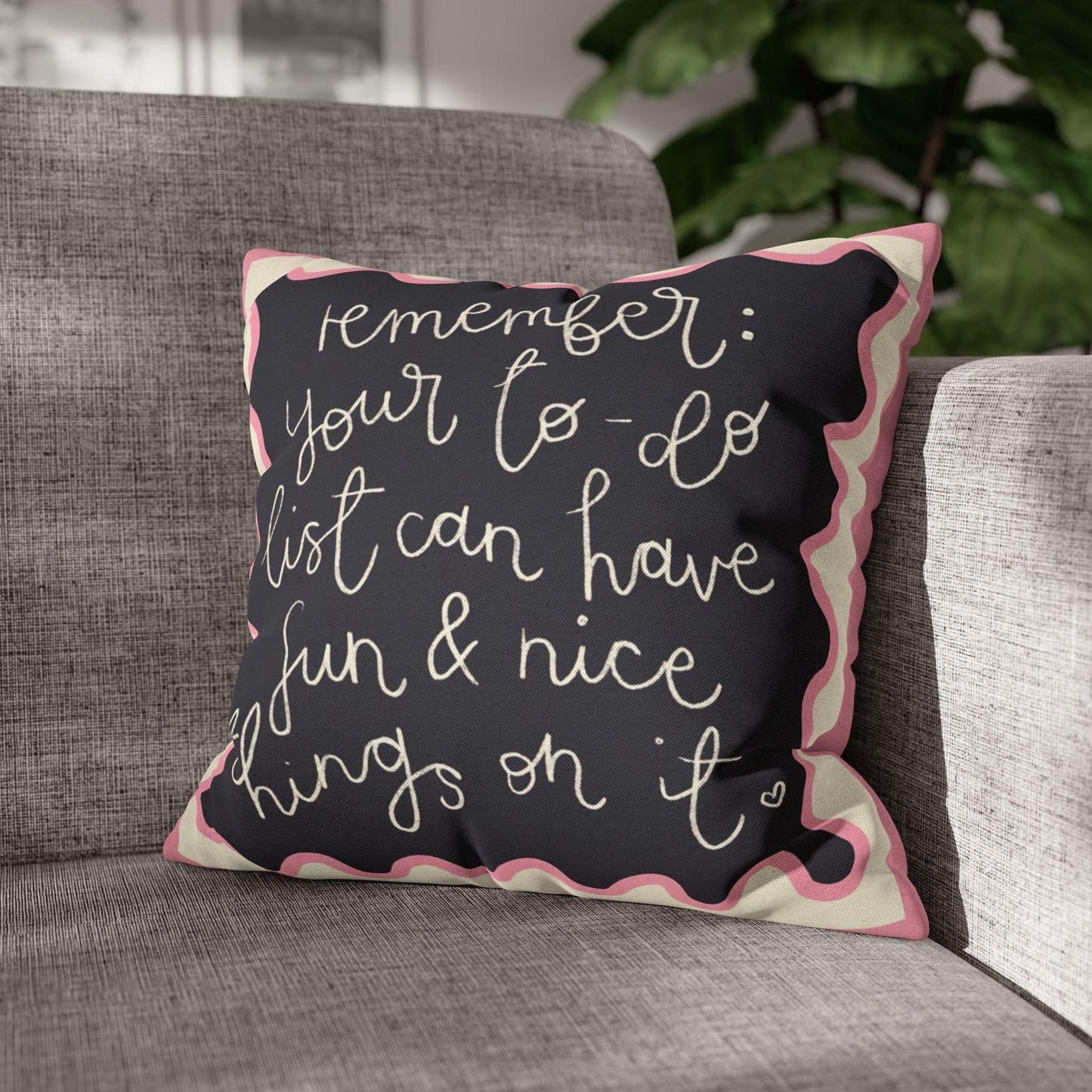 Fun Things in To Do List Cushion Cover - Spun Polyester Square Pillowcase in Cream and Pink