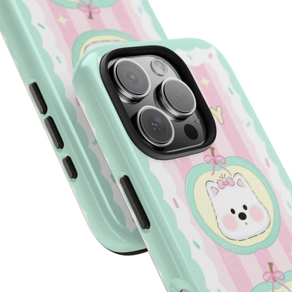 Cute Puppy Pink and Green Tough iPhone Cases