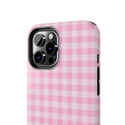 Pink Gingham Tough iPhone Cases