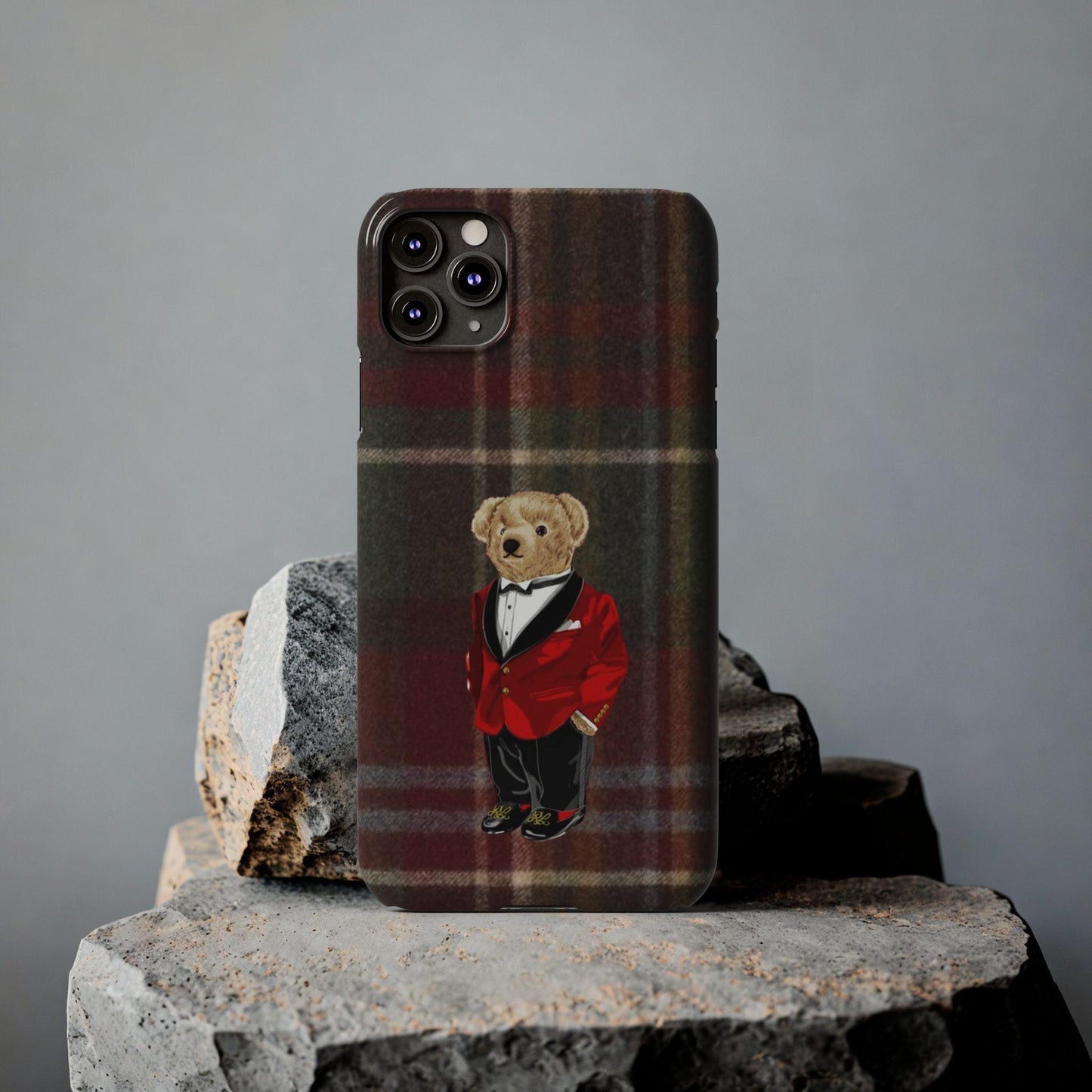 Dapper Bear Plaid Phone Case - Classic Tartan Polo Bear Design iPhone Cases