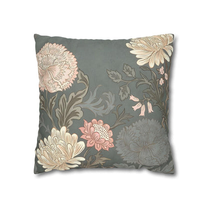 Grey Floral Spun Polyester Square Pillowcase