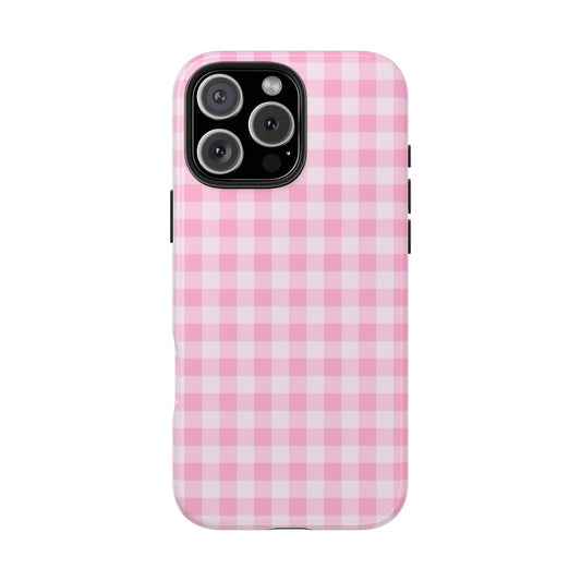 Pink Gingham Tough iPhone Cases