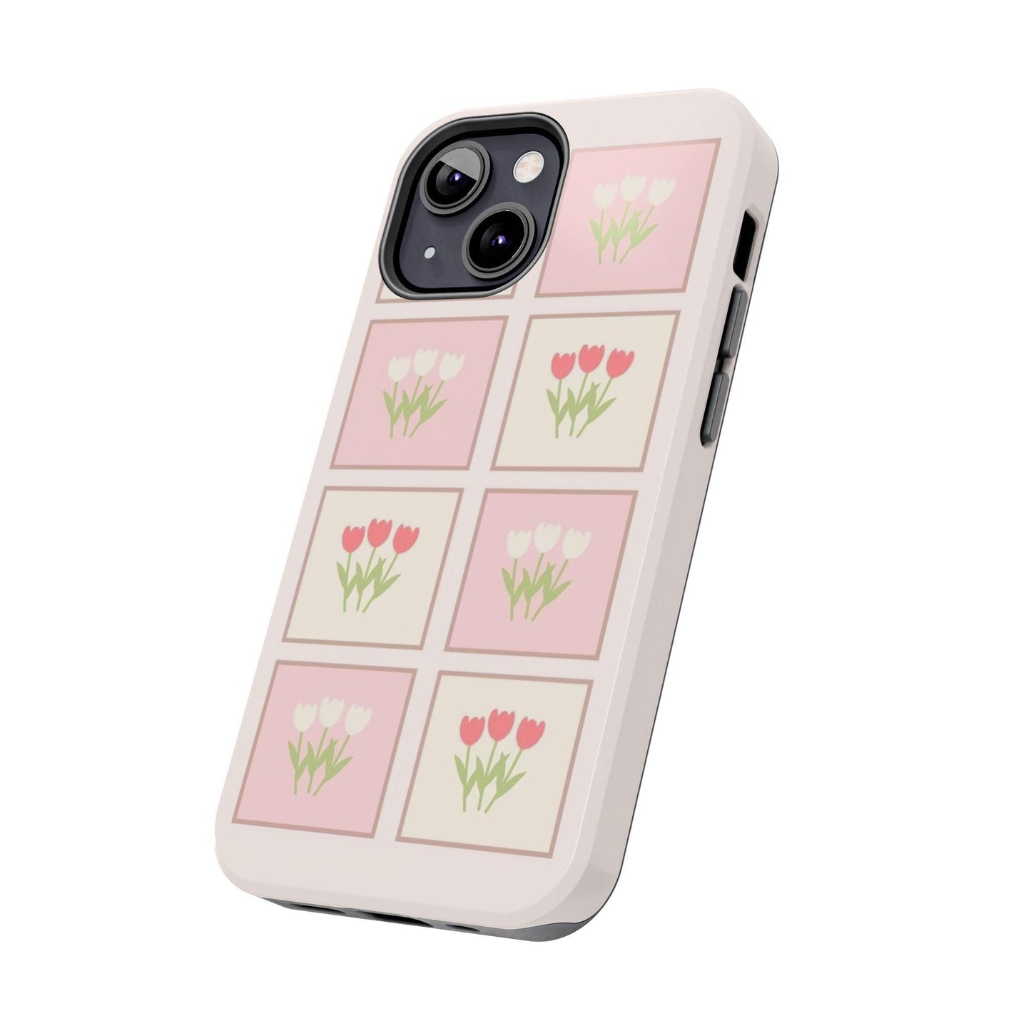 Floral Pastel Tulips Garden Tough iPhone Cases