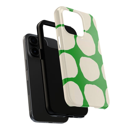 Green Scape with Beige Dots Tough iPhone Cases