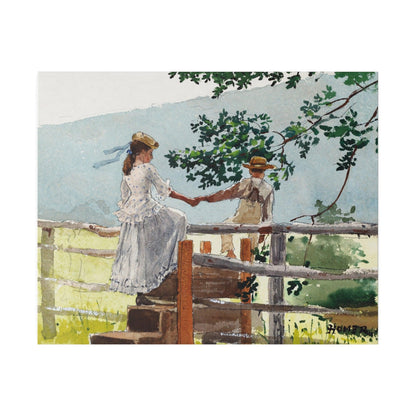 On the Stile (1878) by Winslow Homer - Matte Canvas, Stretched, 0.75"