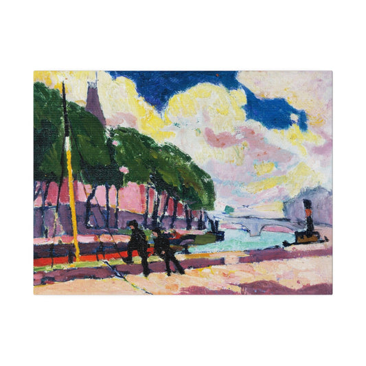 On the Banks of the Seine circa 1909 to 1912 painting by Henry Lyman Sayen on a Matte Canvas Stretched 0.75