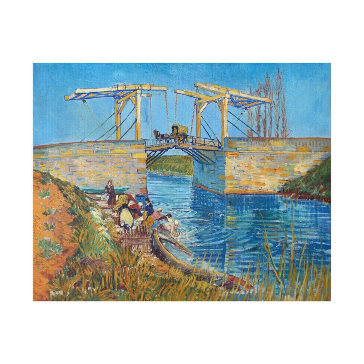 Vincent van Gogh's The Langlois Bridge at Arles with Women Washing (1888) famous painting - Matte Canvas, Stretched, 0.75"