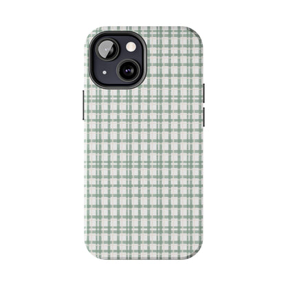 Vintage Sage Gingham Tough iPhone Cases