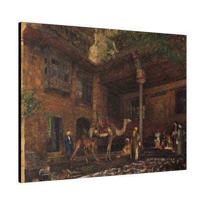 Courtyard of the Painter's House, Cairo (1850-1851) painting by John Frederick Lewis - Matte Canvas, Stretched, 0.75"