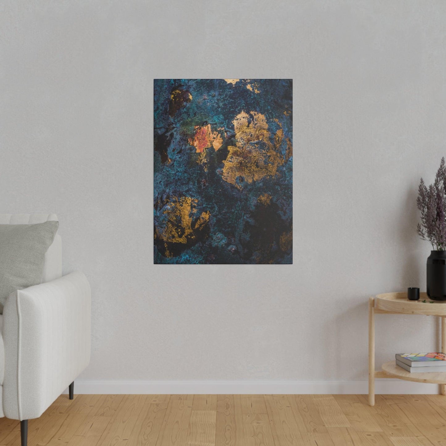 Blue Gold Abstract Painting - Matte Canvas, Stretched, 0.75"