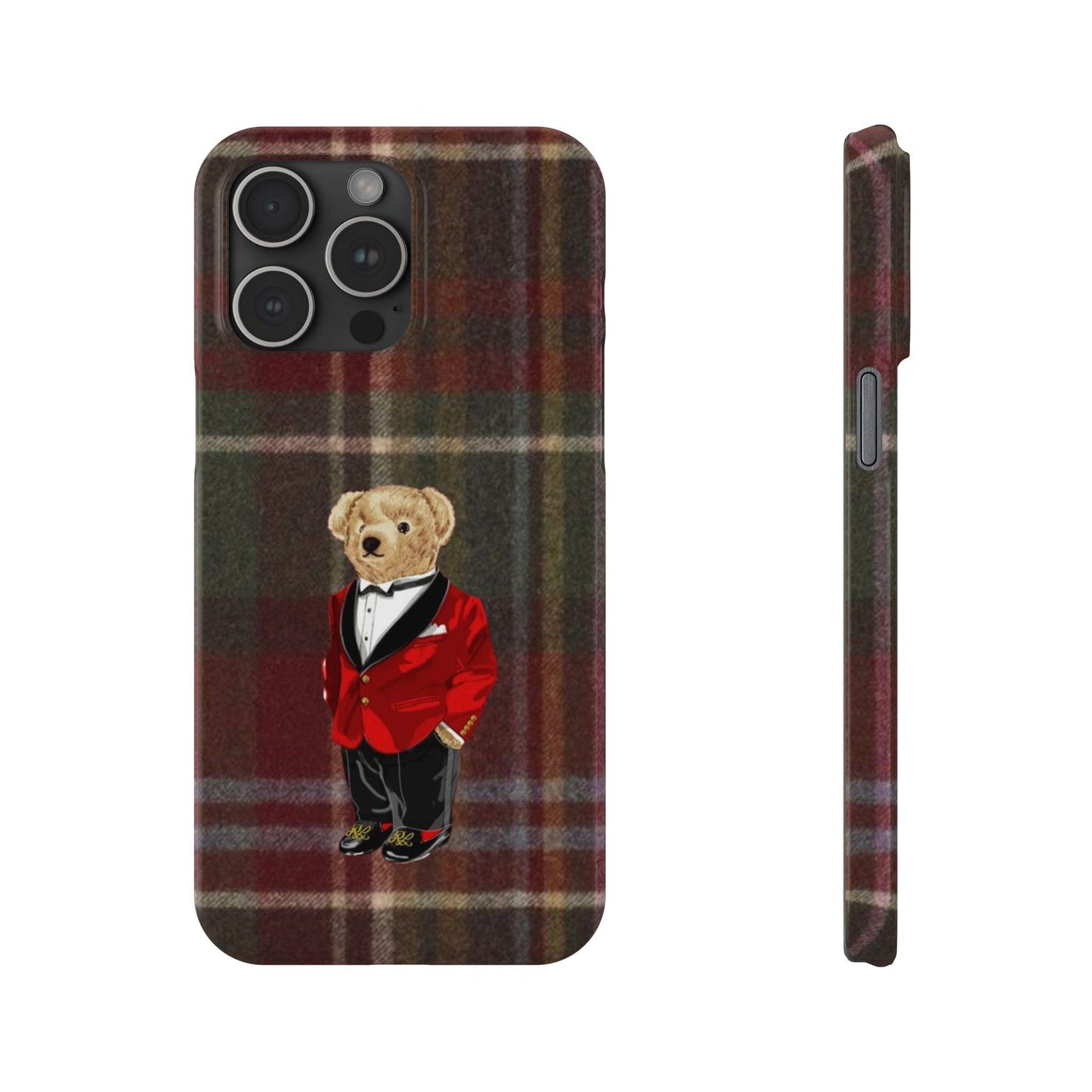 Dapper Bear Plaid Phone Case - Classic Tartan Polo Bear Design iPhone Cases