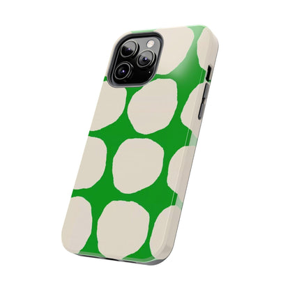 Green Scape with Beige Dots Tough iPhone Cases