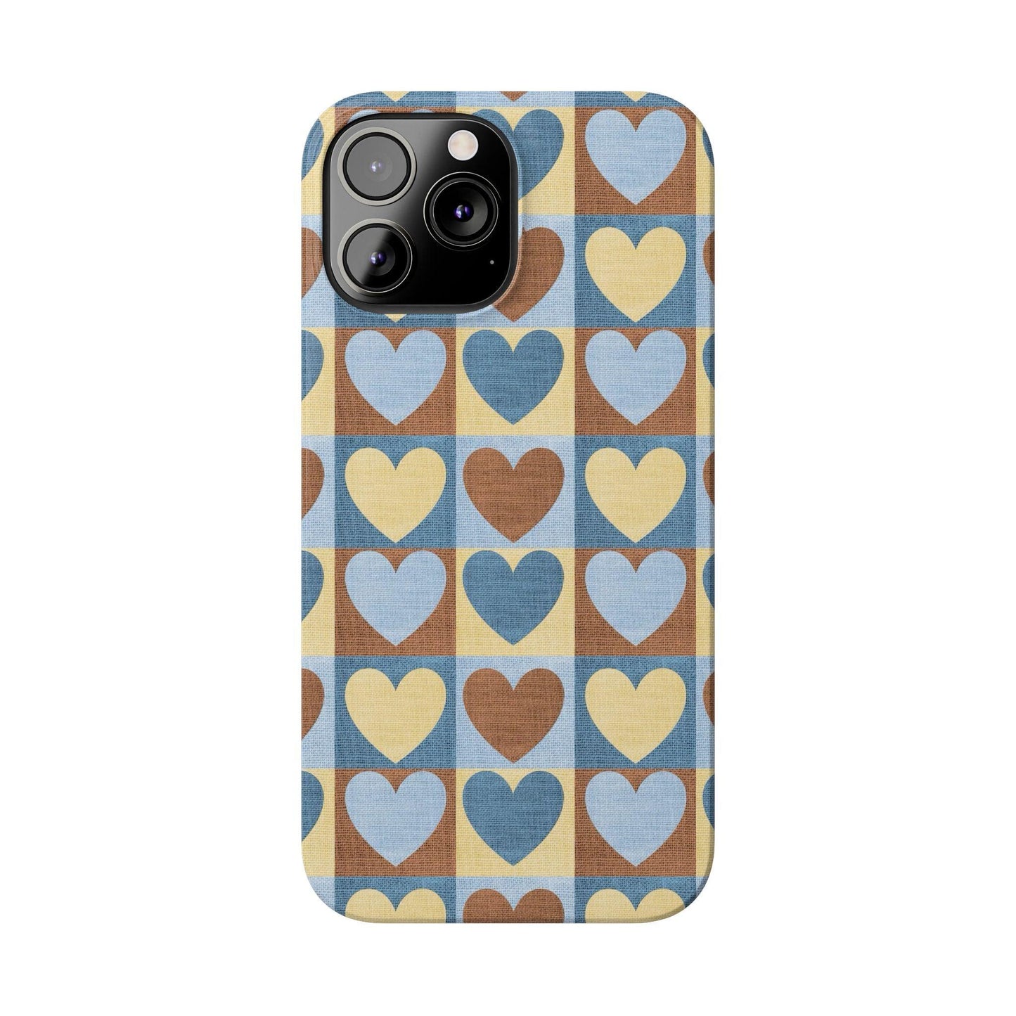 Retro Heart Mosaic Grid Case iPhone Cases